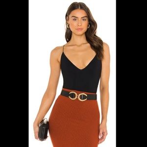 NWT ALIX NYC Avery Deep V Bodysuit Black S